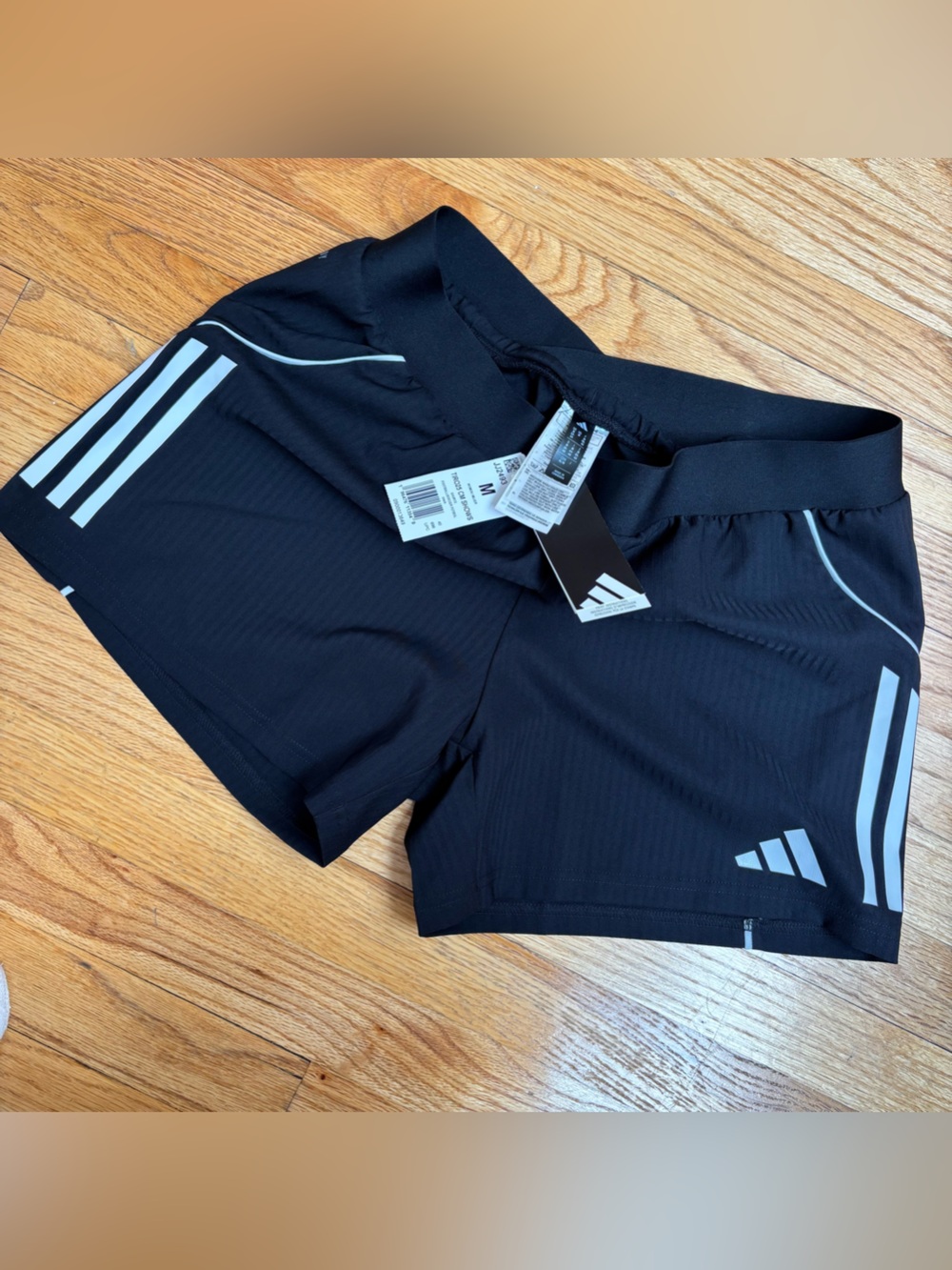 adidas Black Running Shorts with Reflective White Accents